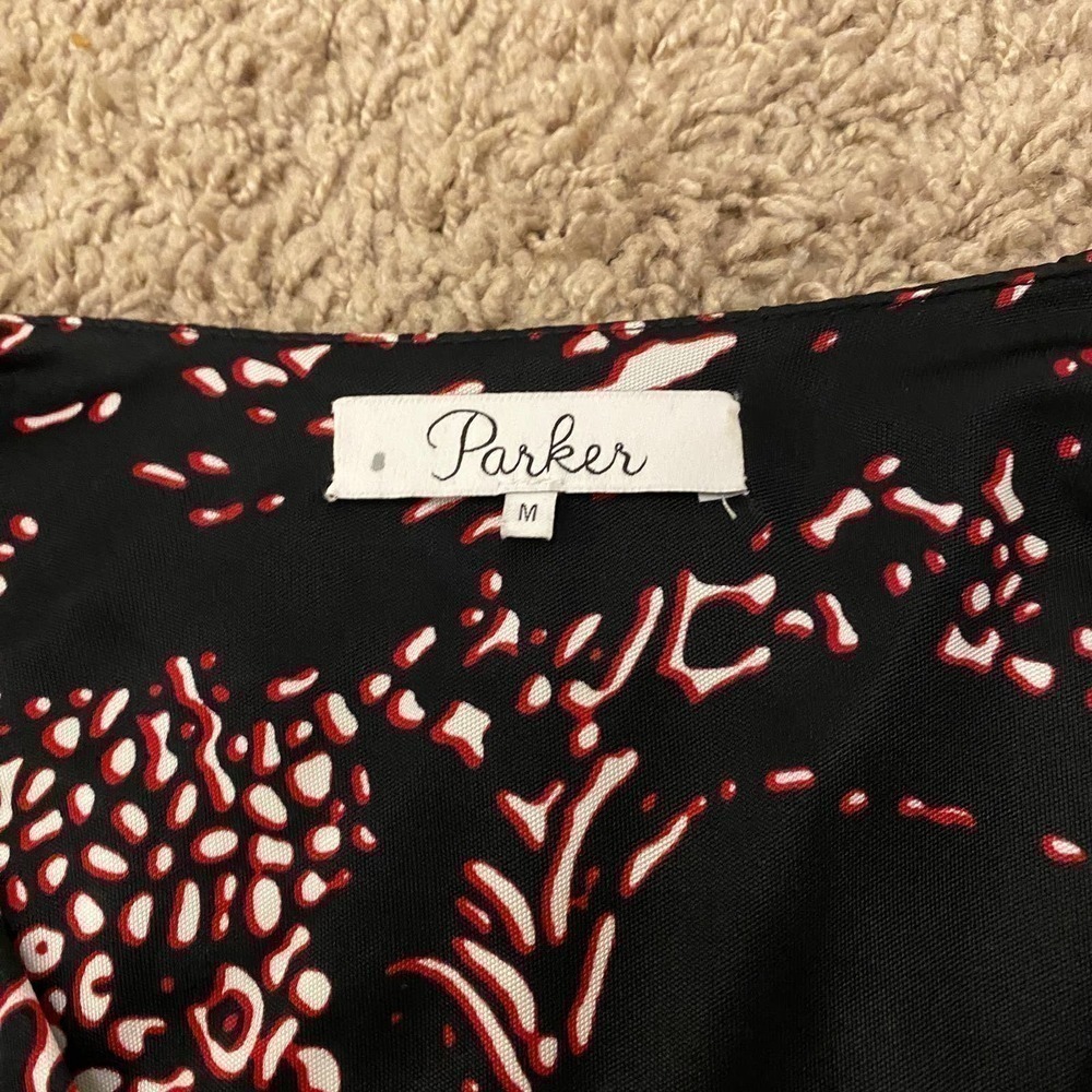 Parker Black Dolman Sleeve Elastic Waist Lined Paisley Catalina Dress Sz Medium - Picture 8 of 10